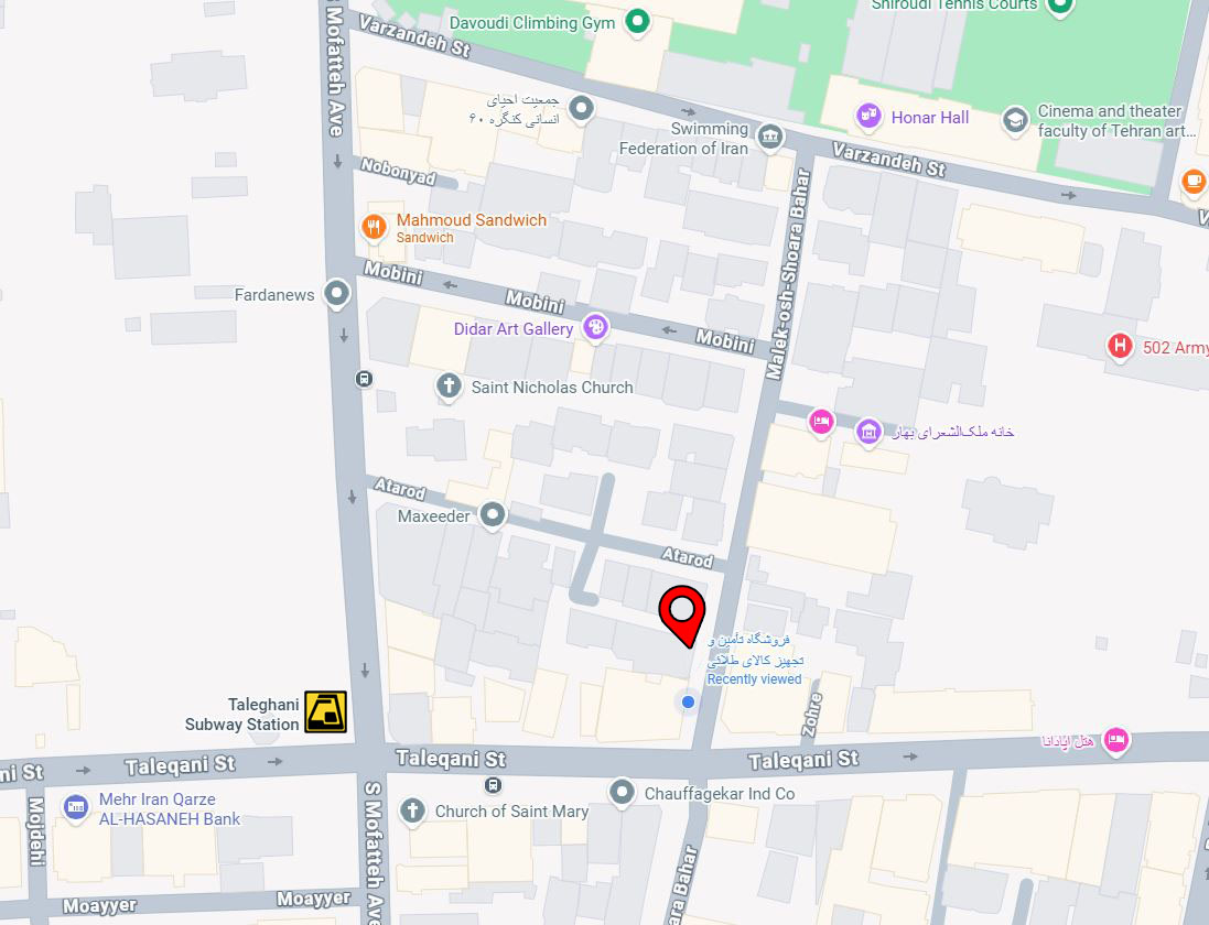 آدرس ( لوکیشن ) دقیق فروشگاه تأمین و تجهیز کالای طلائی 